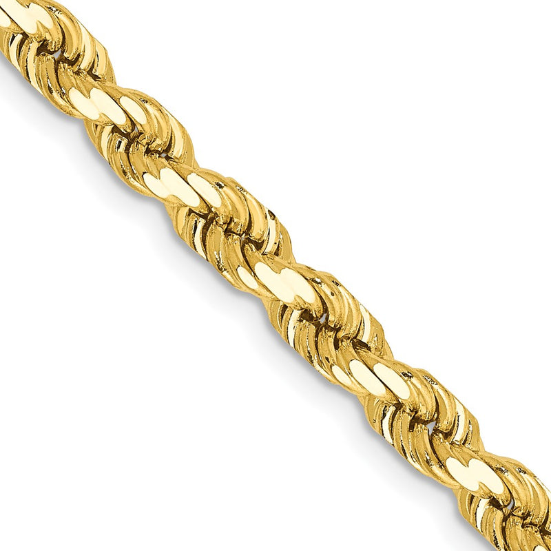 10K Yellow Gold 4.5mm Diamond-Cut Rope Chain Necklace