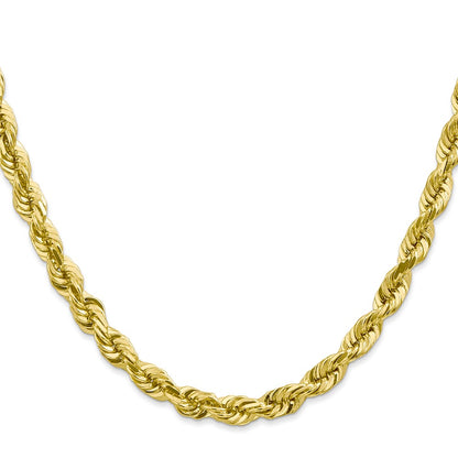 10K Yellow Gold 5.5mm Diamond-Cut Rope Chain Necklace