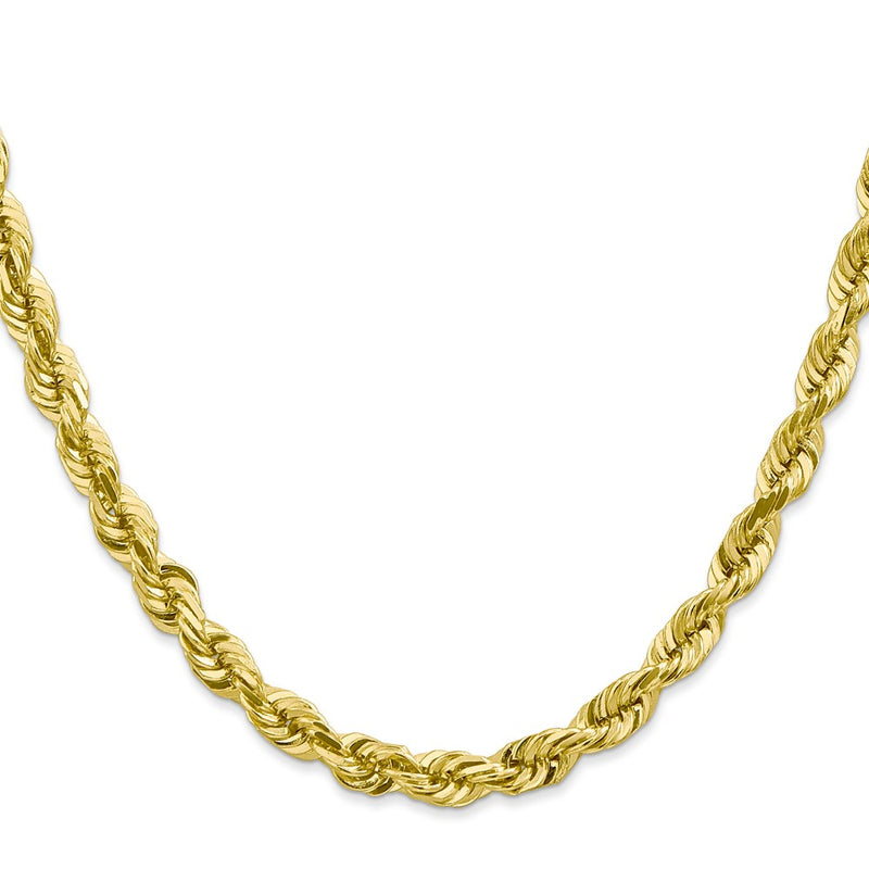 10K Yellow Gold 5.5mm Diamond-Cut Rope Chain Necklace
