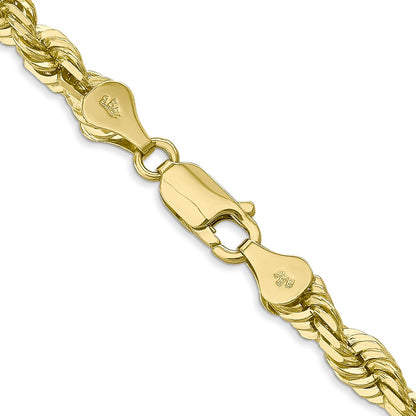10K Yellow Gold 5.5mm Diamond-Cut Rope Chain Necklace
