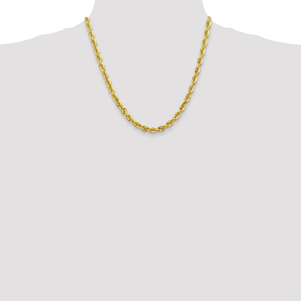 10K Yellow Gold 5.5mm Diamond-Cut Rope Chain Necklace