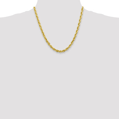 10K Yellow Gold 5.5mm Diamond-Cut Rope Chain Necklace