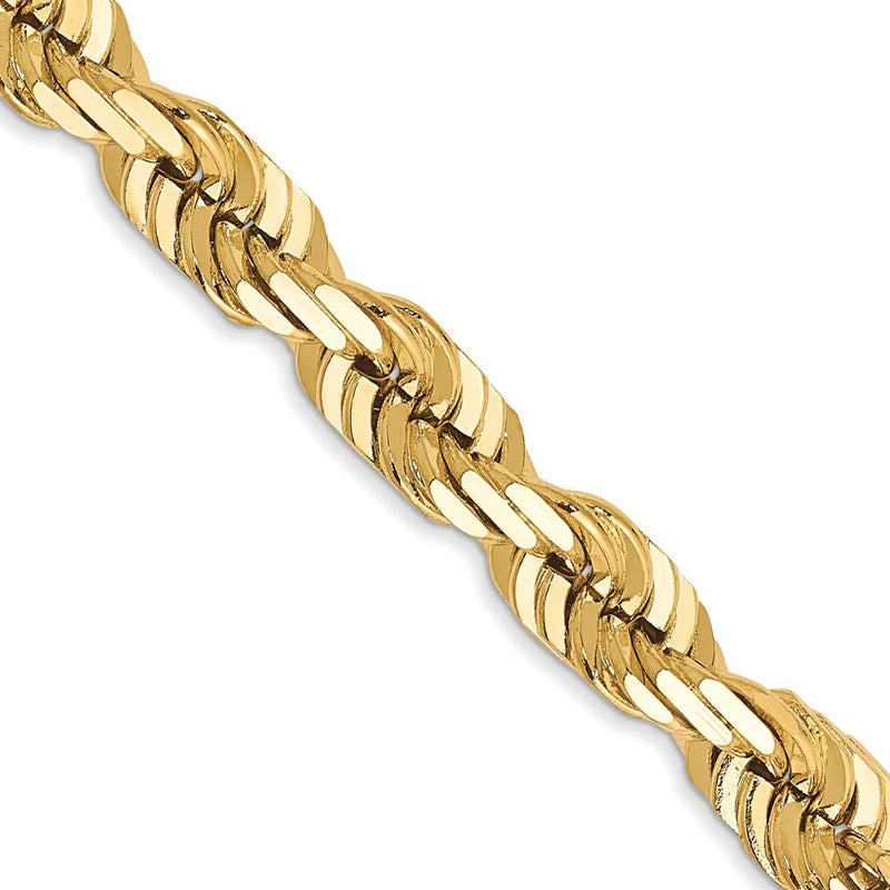 10K Yellow Gold 5.5mm Diamond-Cut Rope Chain Necklace