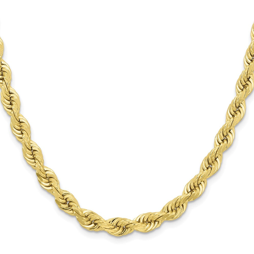 10k Yellow Gold 6.5mm Diamond-cut Rope Chain Necklace