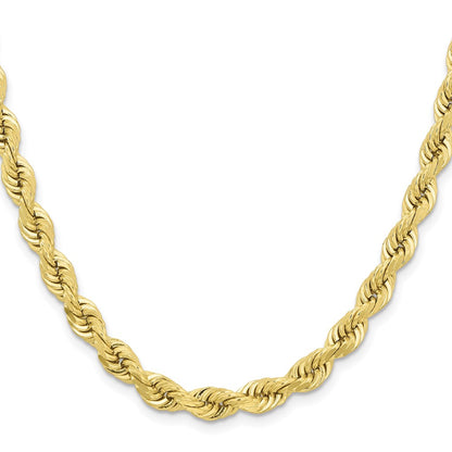 10k Yellow Gold 6.5mm Diamond-cut Rope Chain Necklace
