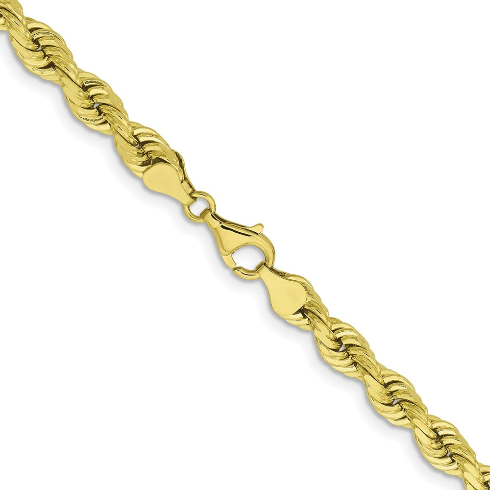 10k Yellow Gold 6.5mm Diamond-cut Rope Chain Necklace