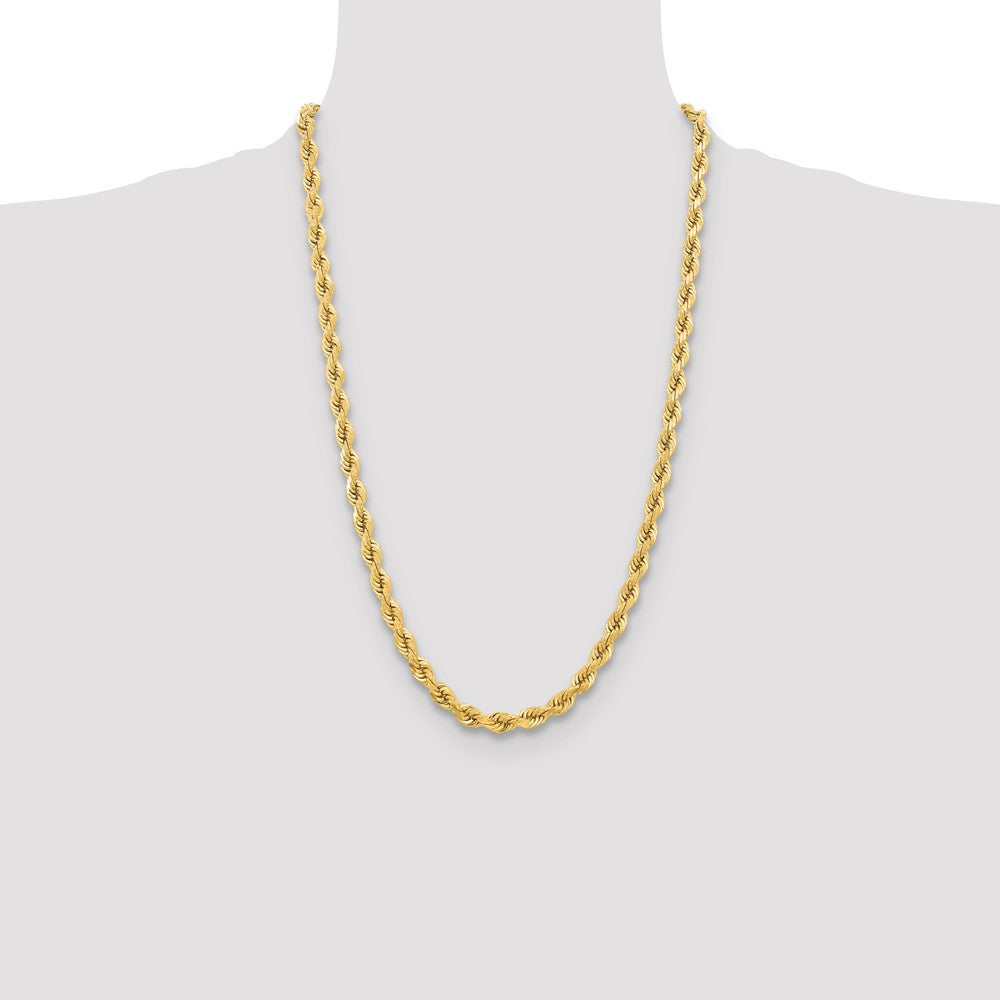 10k Yellow Gold 6.5mm Diamond-cut Rope Chain Necklace