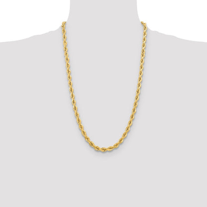 10k Yellow Gold 6.5mm Diamond-cut Rope Chain Necklace