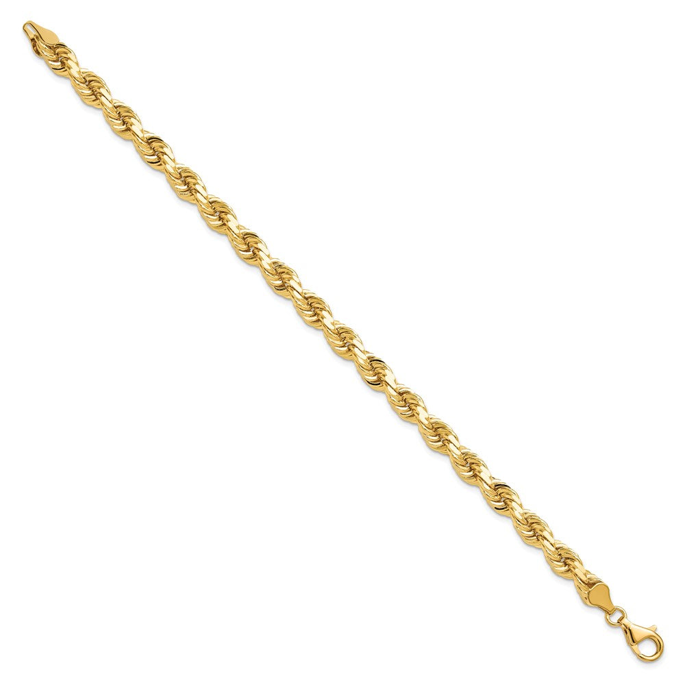 10K Yellow Gold 6.5mm Diamond-Cut Rope Chain Bracelet