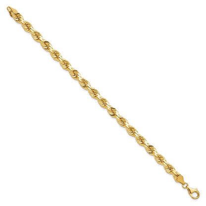 10K Yellow Gold 6.5mm Diamond-Cut Rope Chain Bracelet