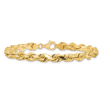 10K Yellow Gold 6.5mm Diamond-Cut Rope Chain Bracelet