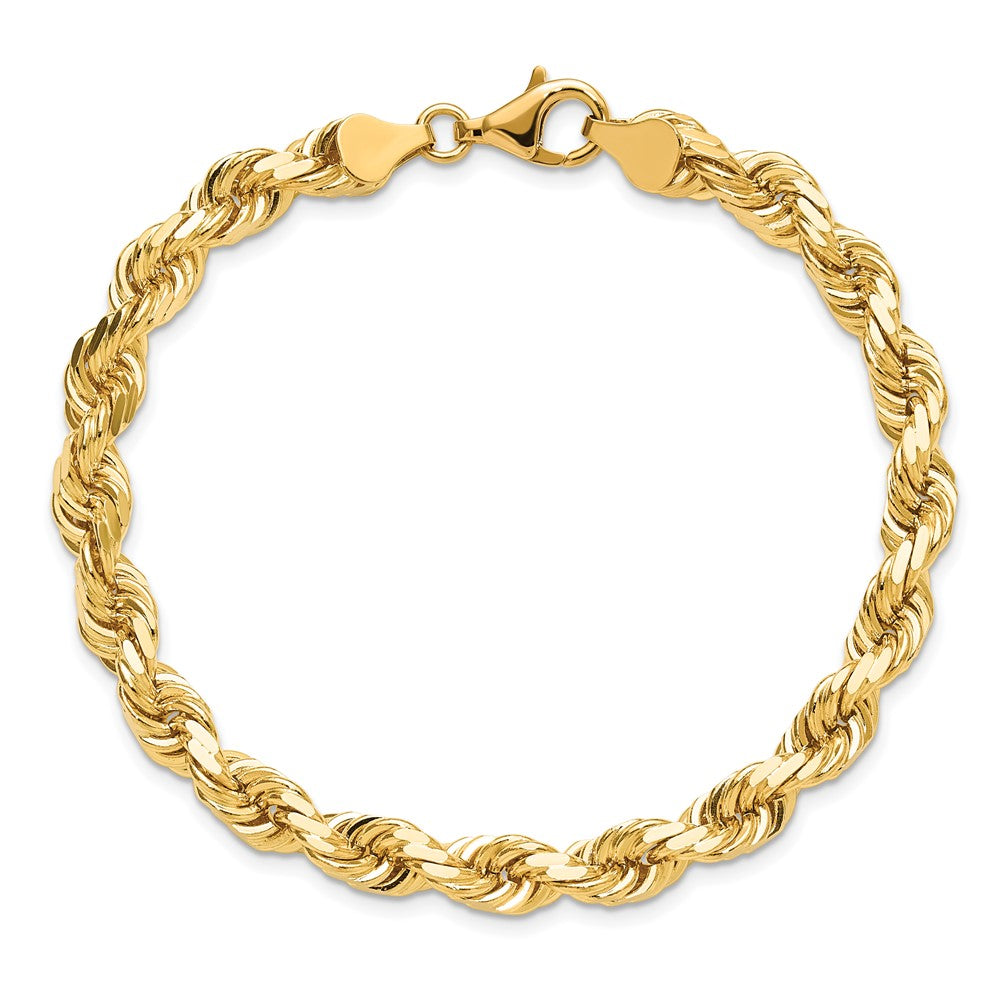 10K Yellow Gold 6.5mm Diamond-Cut Rope Chain Bracelet