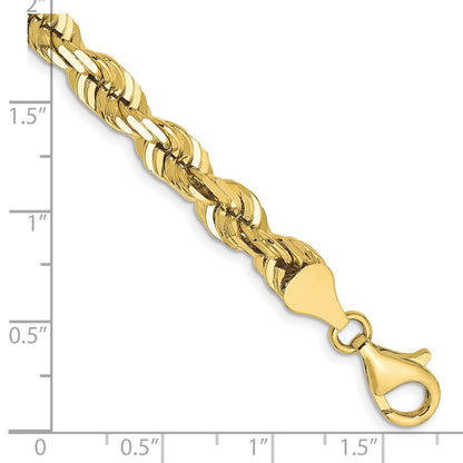 10K Yellow Gold 6.5mm Diamond-Cut Rope Chain Bracelet