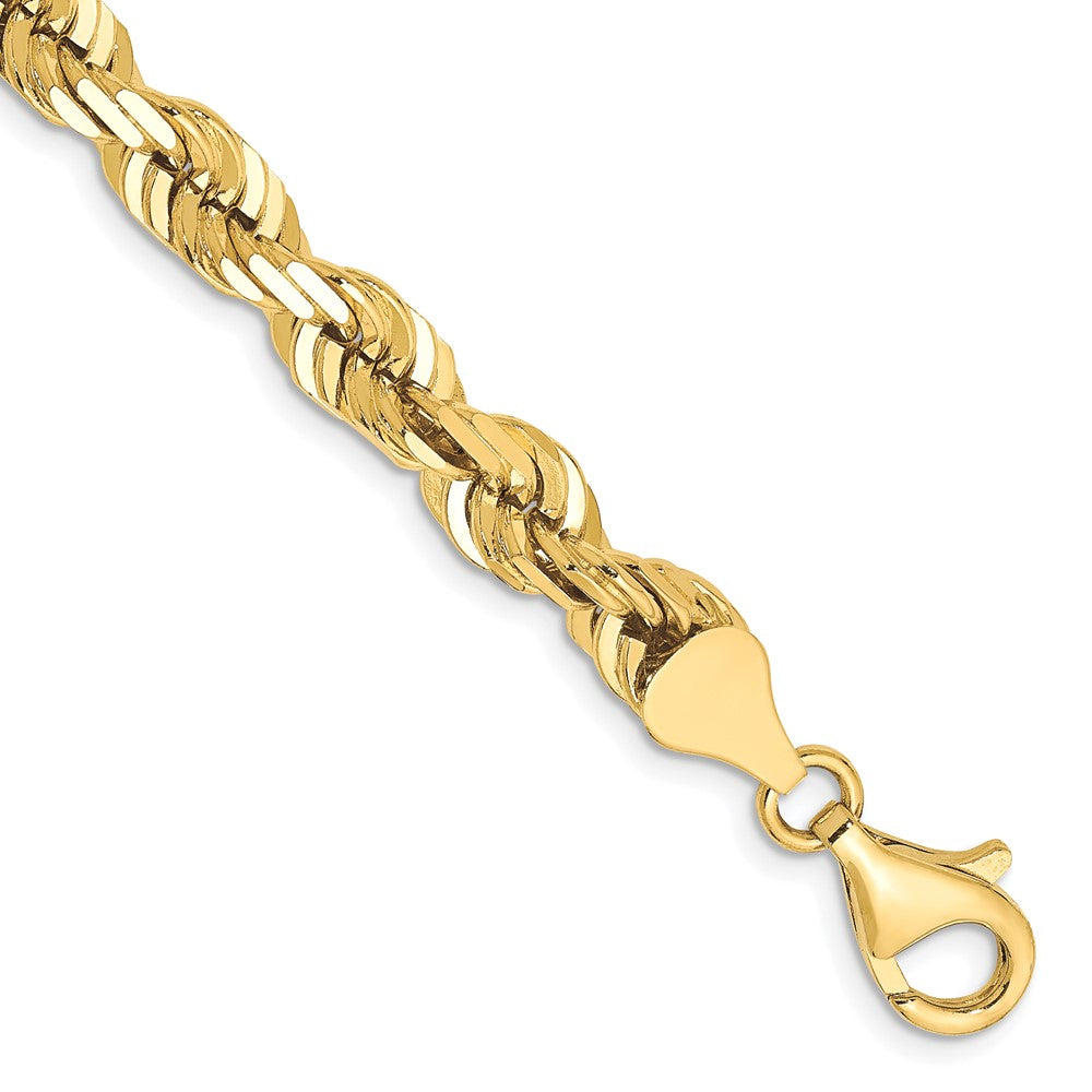 10K Yellow Gold 6.5mm Diamond-Cut Rope Chain Bracelet