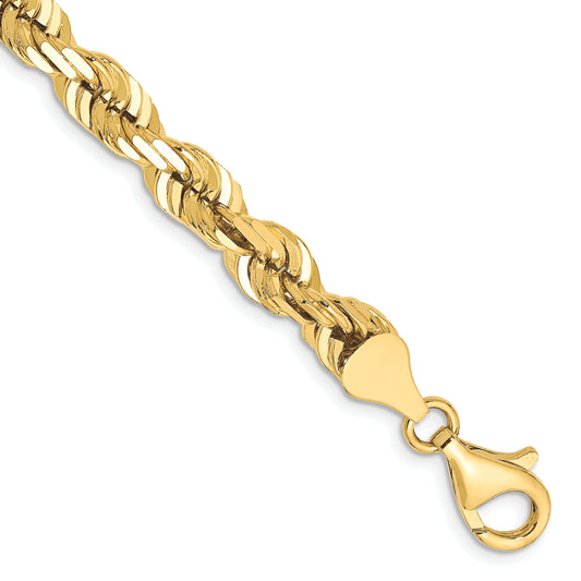 10K Yellow Gold 6.5mm Diamond-Cut Rope Chain