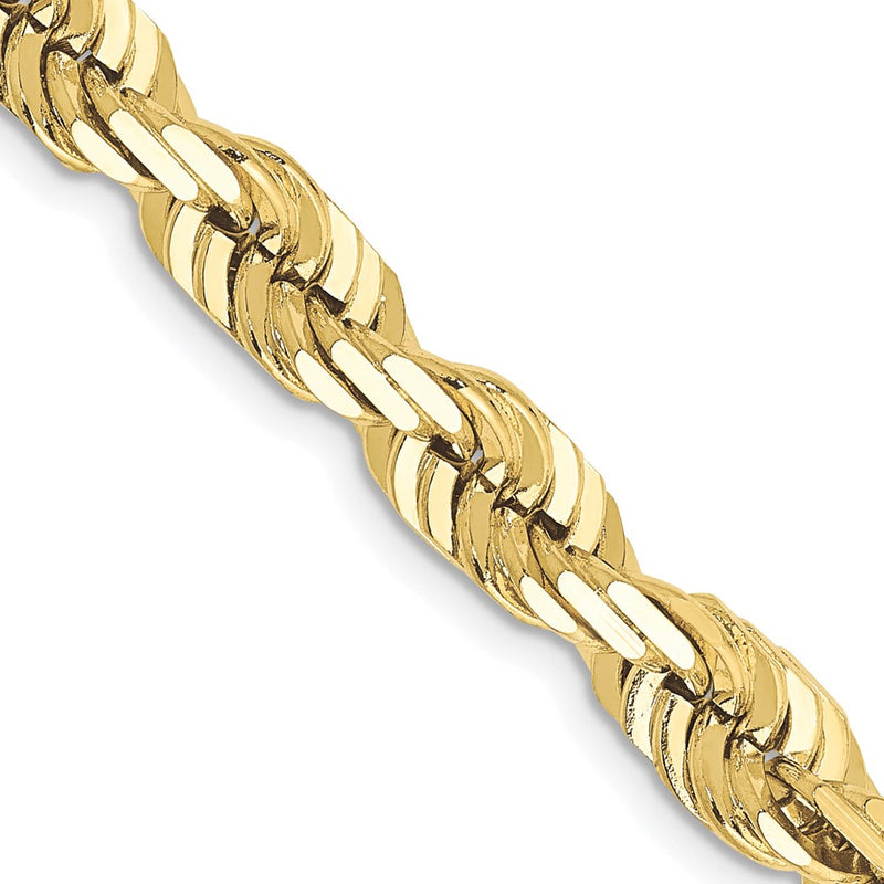 10k Yellow Gold 6.5mm Diamond-cut Rope Chain Necklace