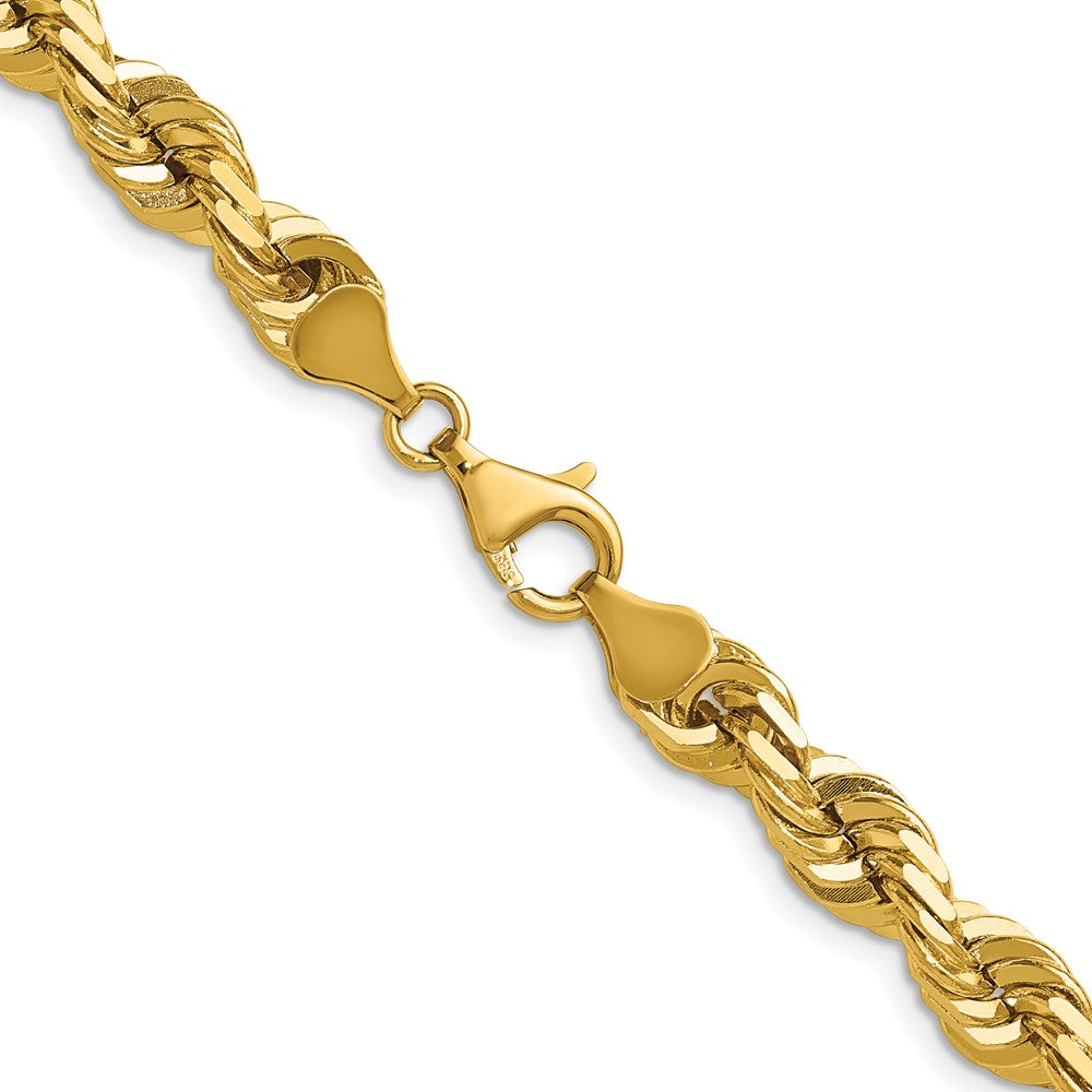 10k Yellow Gold 7.0mm D/C Rope Fancy Lobster Clasp Chain Necklace