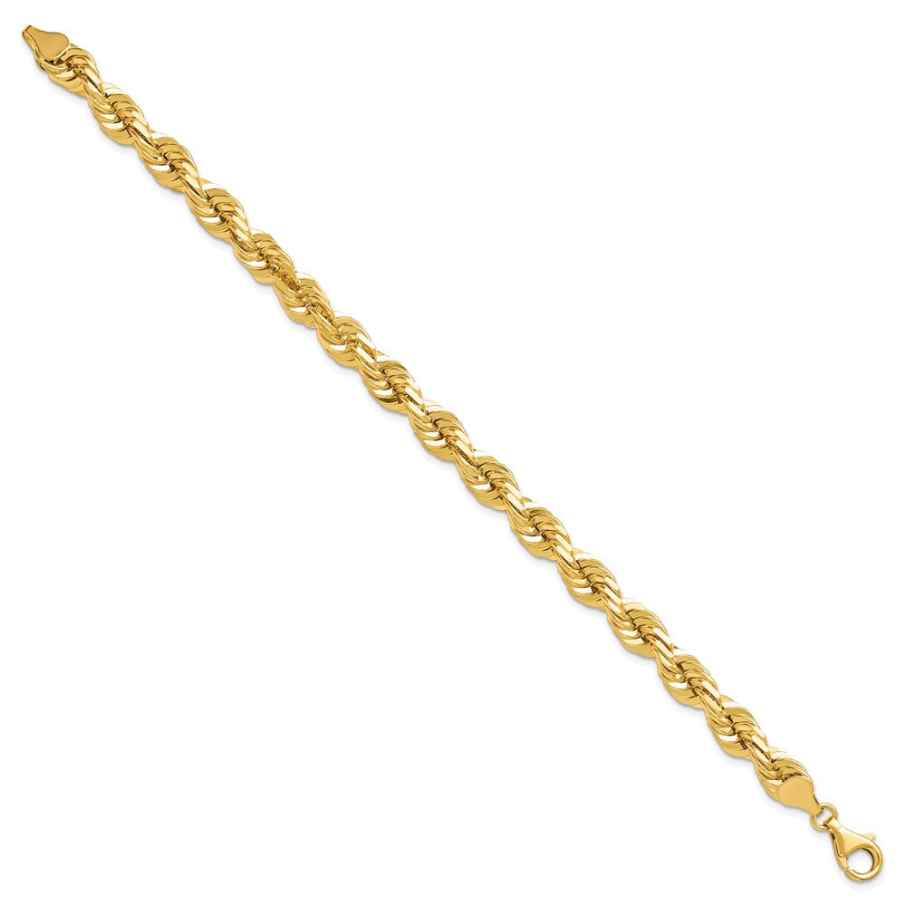 10k Yellow Gold 7mm Diamond-cut Rope Chain Bracelet
