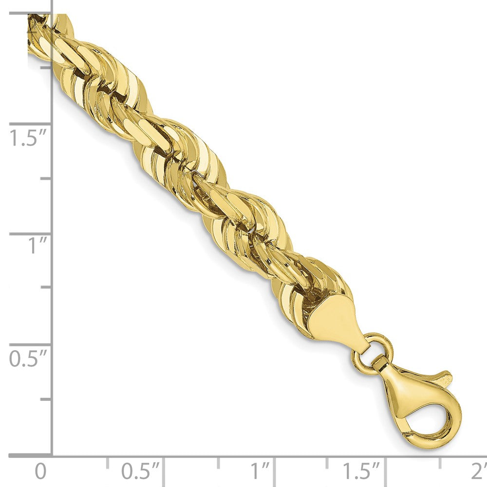 10k Yellow Gold 7mm Diamond-cut Rope Chain Bracelet