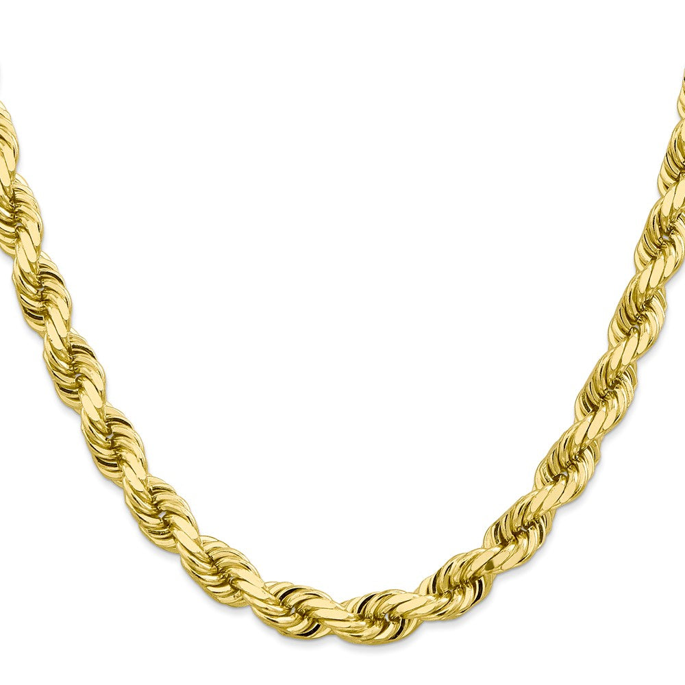 10k Yellow Gold 8.0mm D/C Rope Fancy Lobster Clasp Chain Necklace