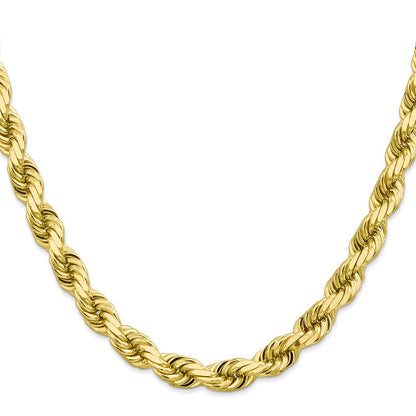 10k Yellow Gold 8.0mm D/C Rope Fancy Lobster Clasp Chain Necklace