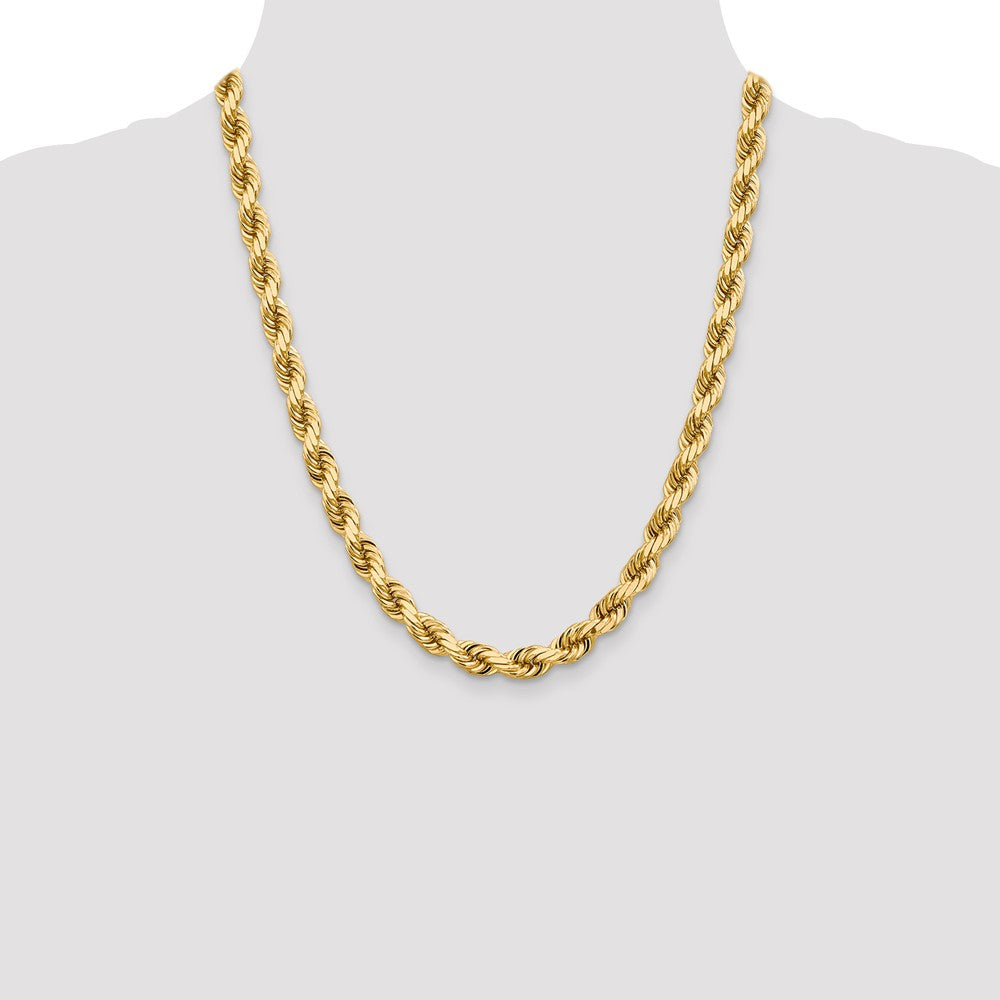10k Yellow Gold 8.0mm D/C Rope Fancy Lobster Clasp Chain Necklace
