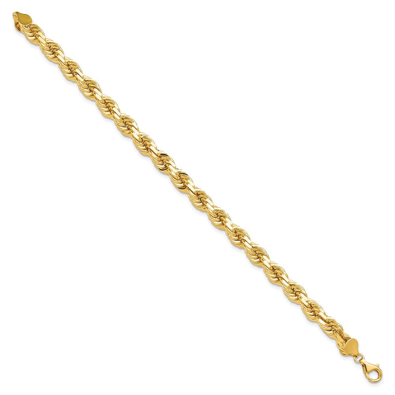 10K Yellow Gold 8mm Diamond-Cut Rope Chain Bracelet
