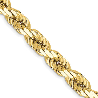 10k Yellow Gold 8.0mm D/C Rope Fancy Lobster Clasp Chain Necklace