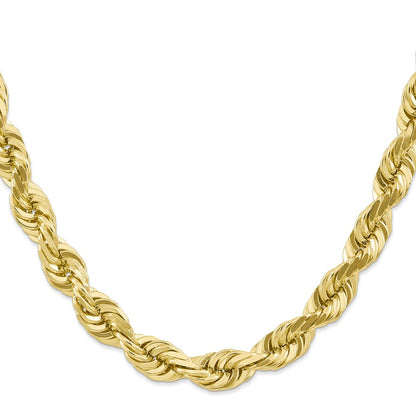 10k Yellow Gold 10.0mm D/C Rope Fancy Lobster Clasp Chain Necklace