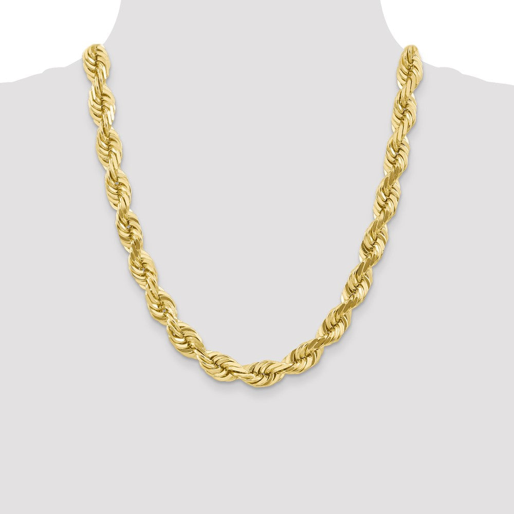 10k Yellow Gold 10.0mm D/C Rope Fancy Lobster Clasp Chain Necklace