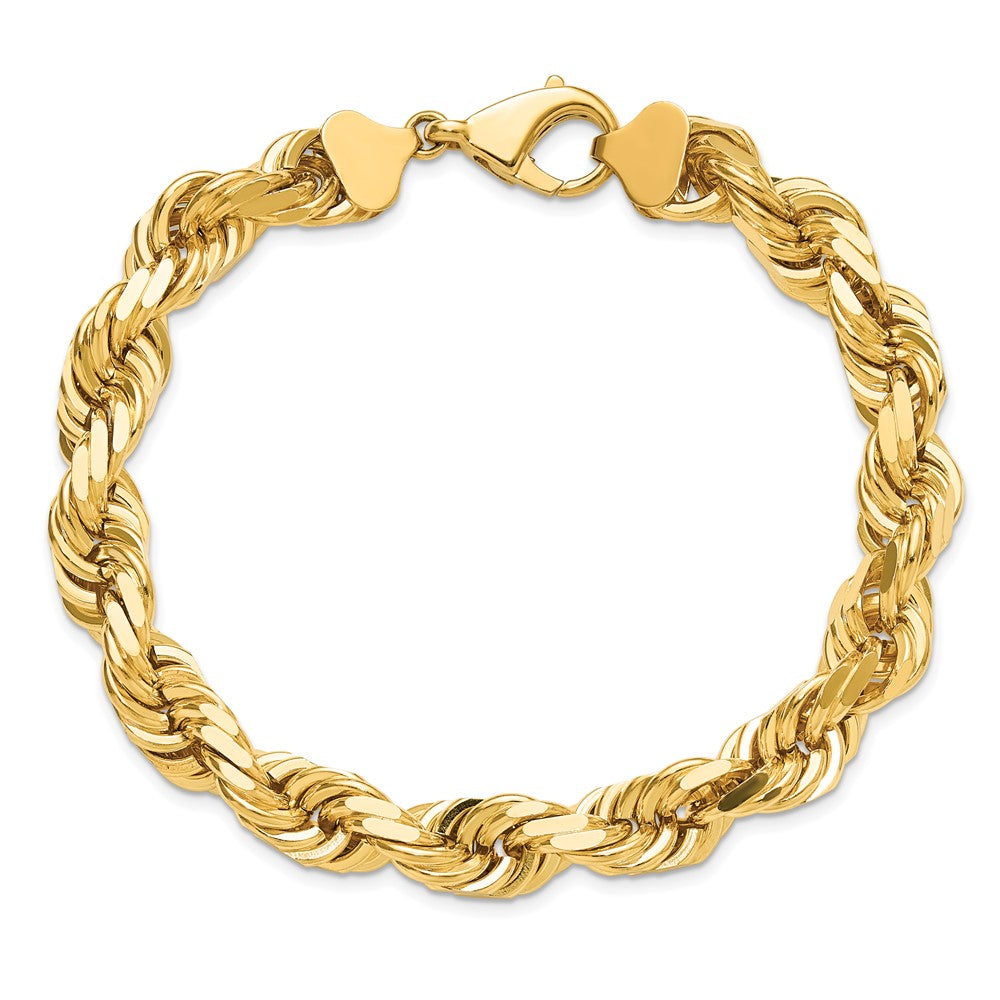 10k Yellow Gold 10.0mm D/C Rope Fancy Lobster Clasp Chain Bracelet