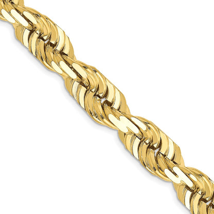 10k Yellow Gold 10.0mm D/C Rope Fancy Lobster Clasp Chain Necklace