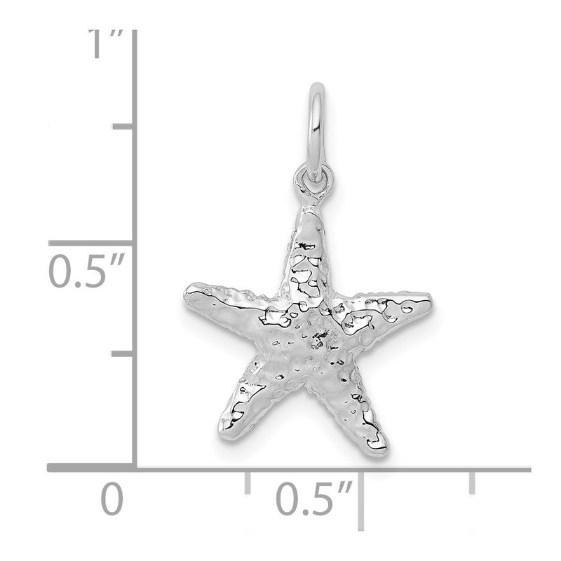 10K White Gold Polished 3-Dimensional Starfish Pendant