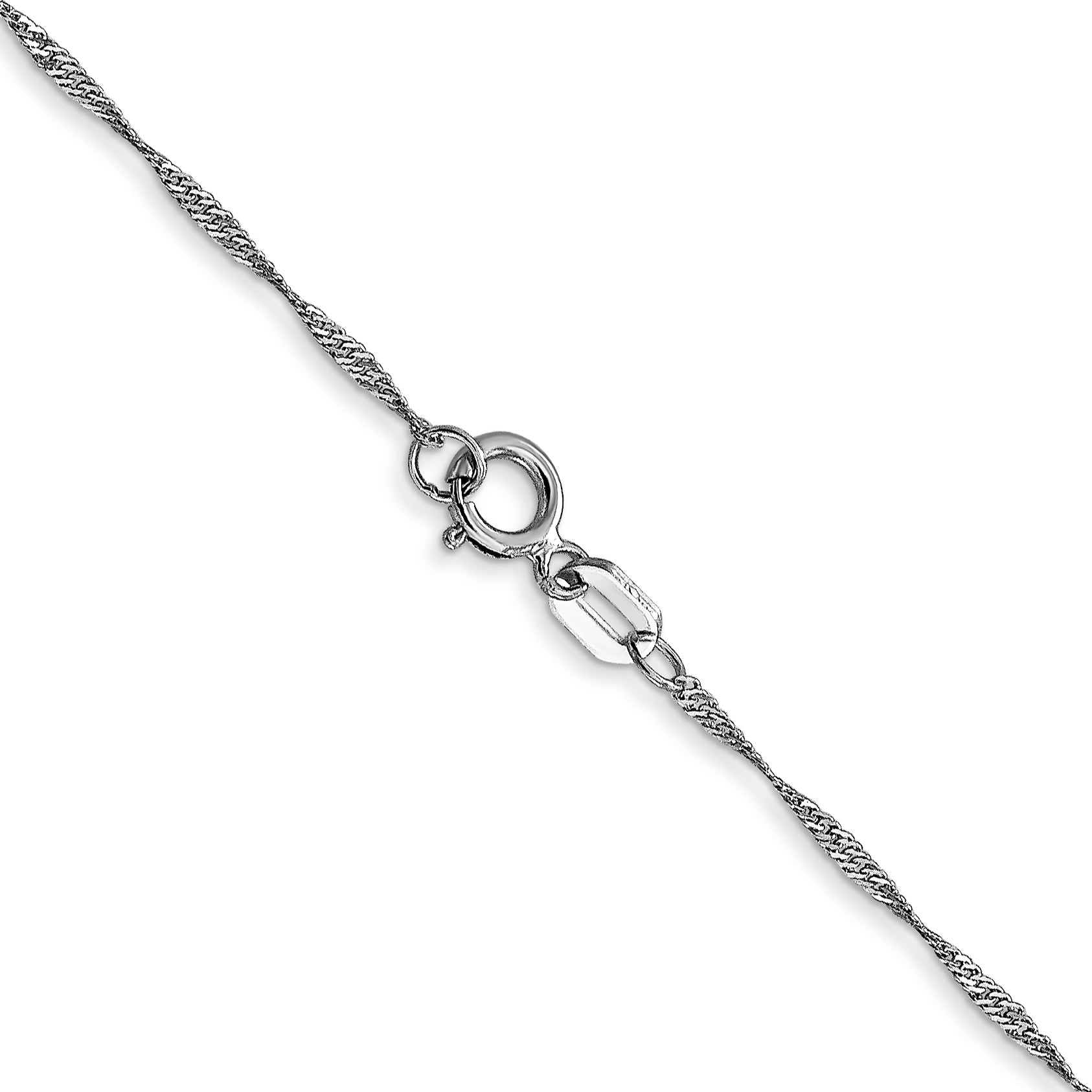 16 Inch 10K White Gold 1mm Carded Singapore Chain Necklace