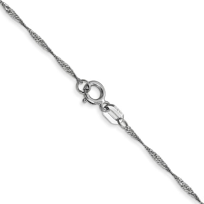 10K White Gold 1mm Carded Singapore Chain