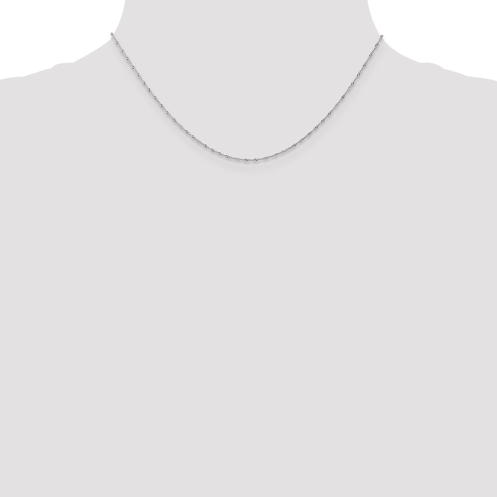 16 Inch 10K White Gold 1mm Carded Singapore Chain Necklace