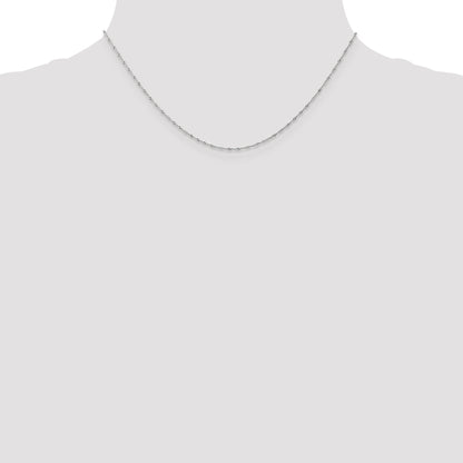16 Inch 10K White Gold 1mm Carded Singapore Chain Necklace