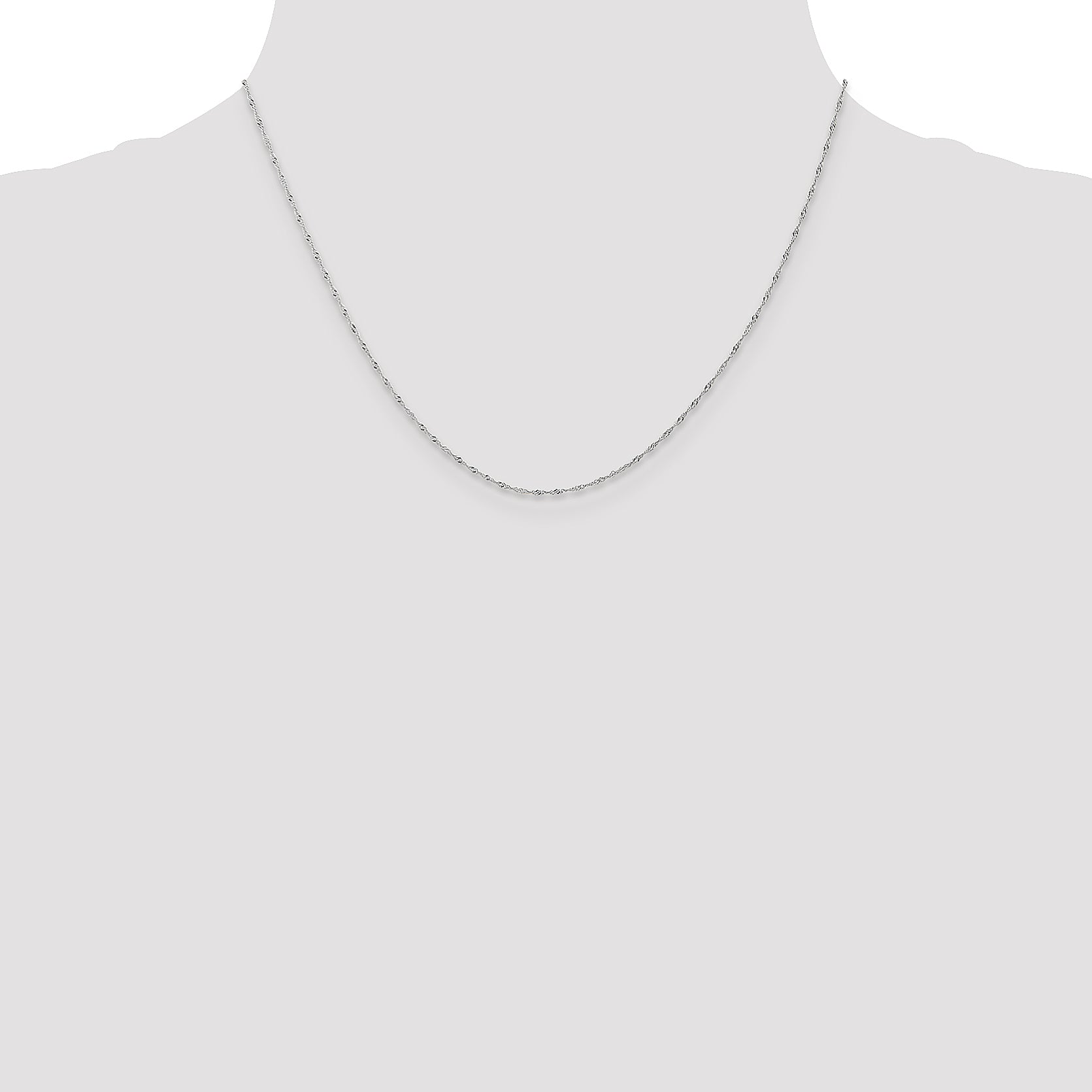 10K White Gold 1mm Carded Singapore Chain