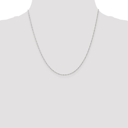 2 Inch 10K White Gold 1mm Carded Singapore Chain Necklace
