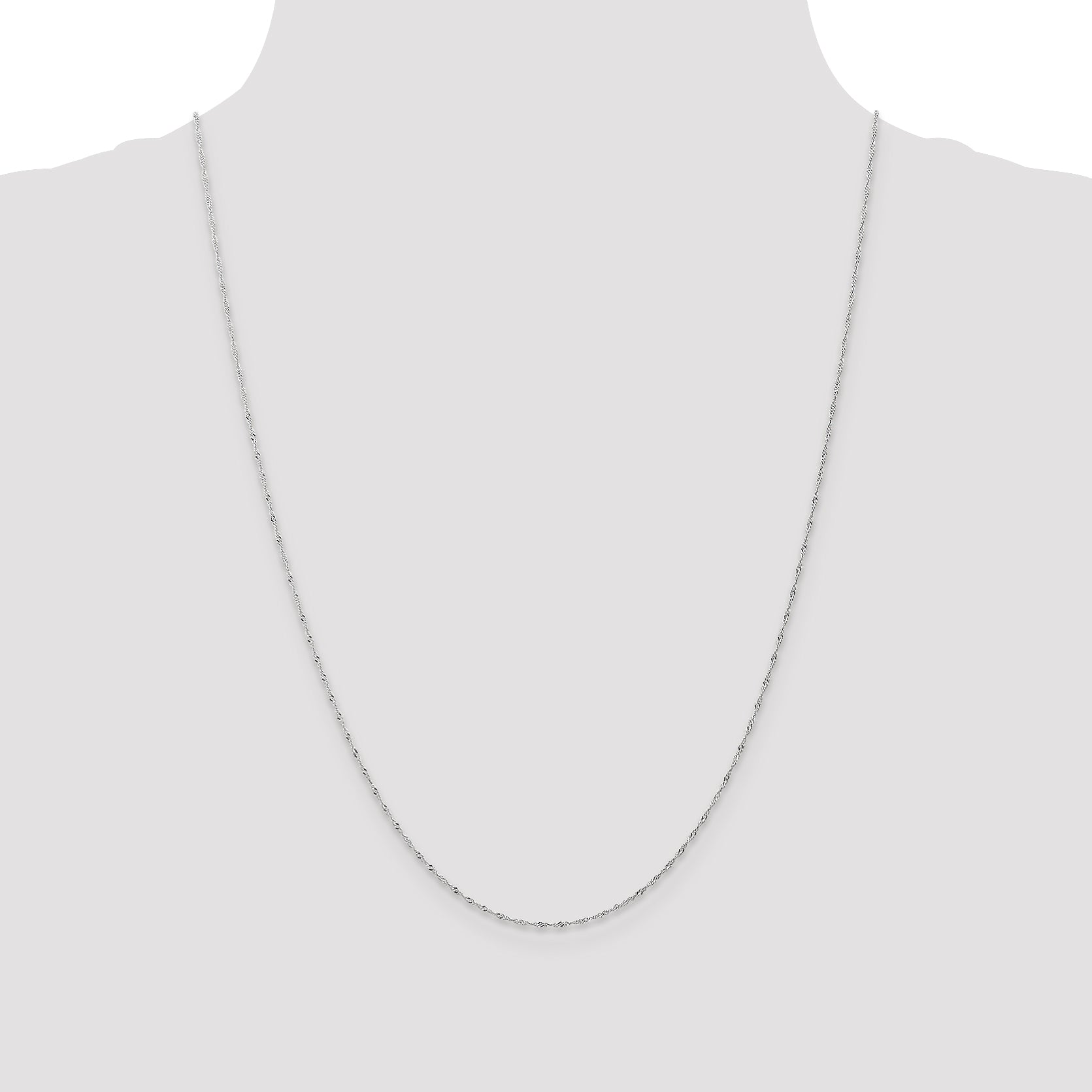 10K White Gold 1mm Carded Singapore Chain