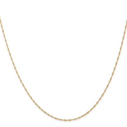 18 Inch 10K Yellow Gold 1mm Carded Singapore Chain Necklace