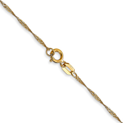 18 Inch 10K Yellow Gold 1mm Carded Singapore Chain Necklace