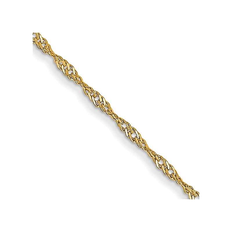 24 Inch 10K Yellow Gold 1mm Carded Singapore Chain Necklace