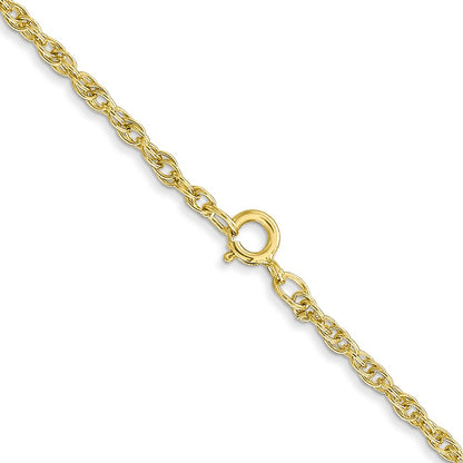 18 Inch 10K Yellow Gold 1.55mm Carded Cable Rope Chain Necklace
