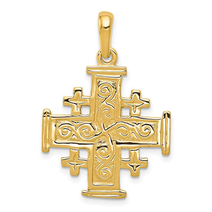 10K Yellow Gold Jerusalem Cross Pendant