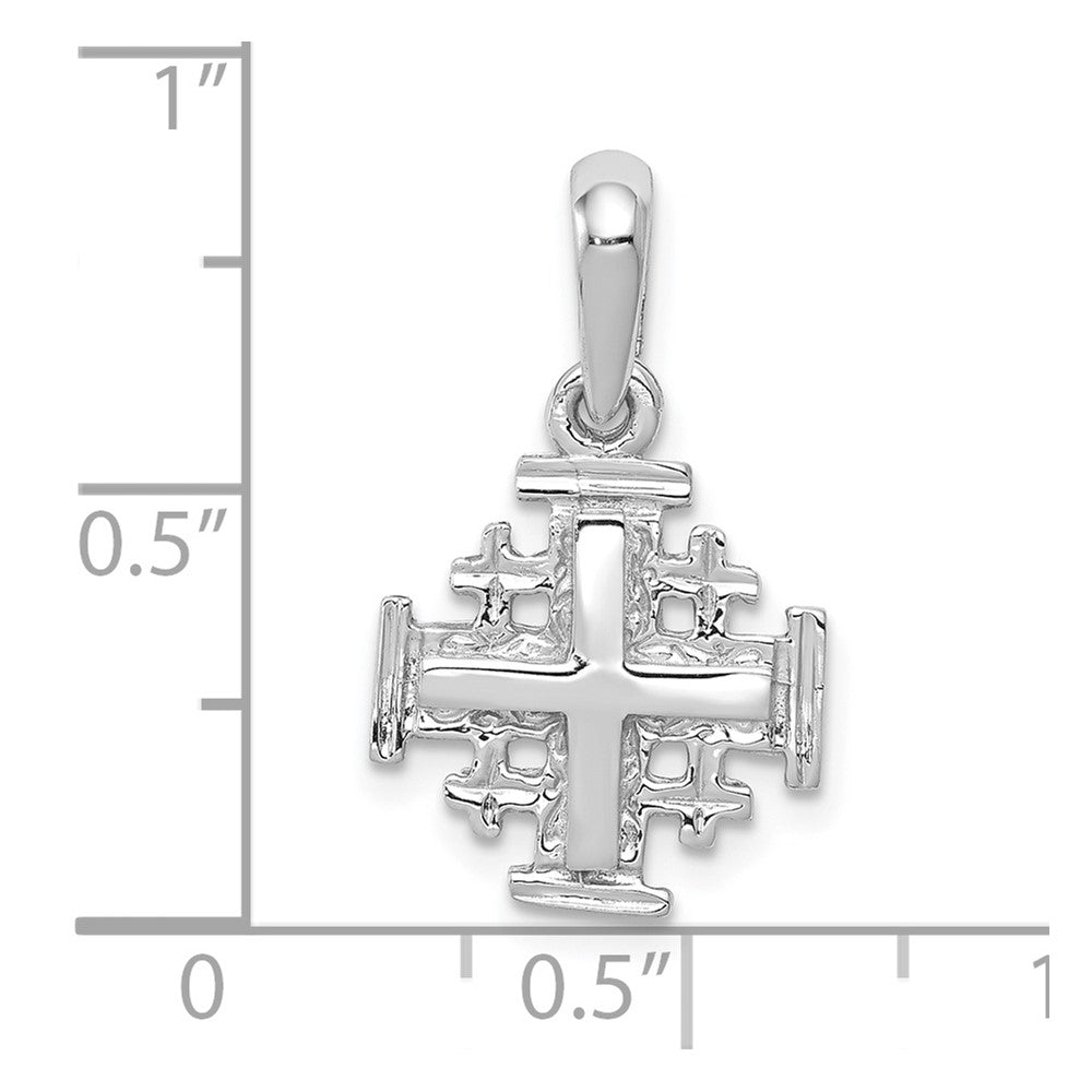 10K White Gold Jerusalem Cross Charm