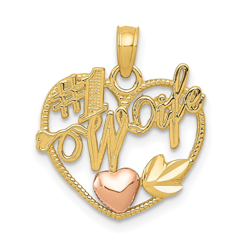10K Two-Tone #1 Wife Heart Pendant