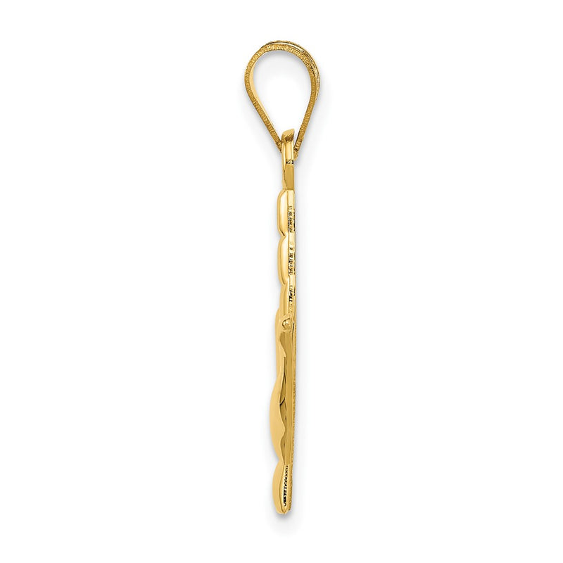 10K Yellow Gold Polished I Love You Hand/Sign Language Charm
