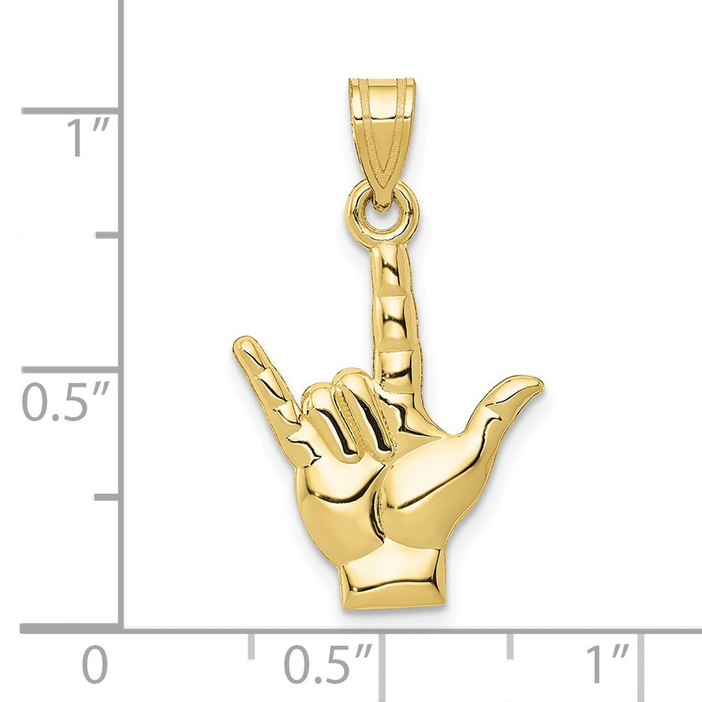10K Yellow Gold Polished I Love You Hand/Sign Language Charm