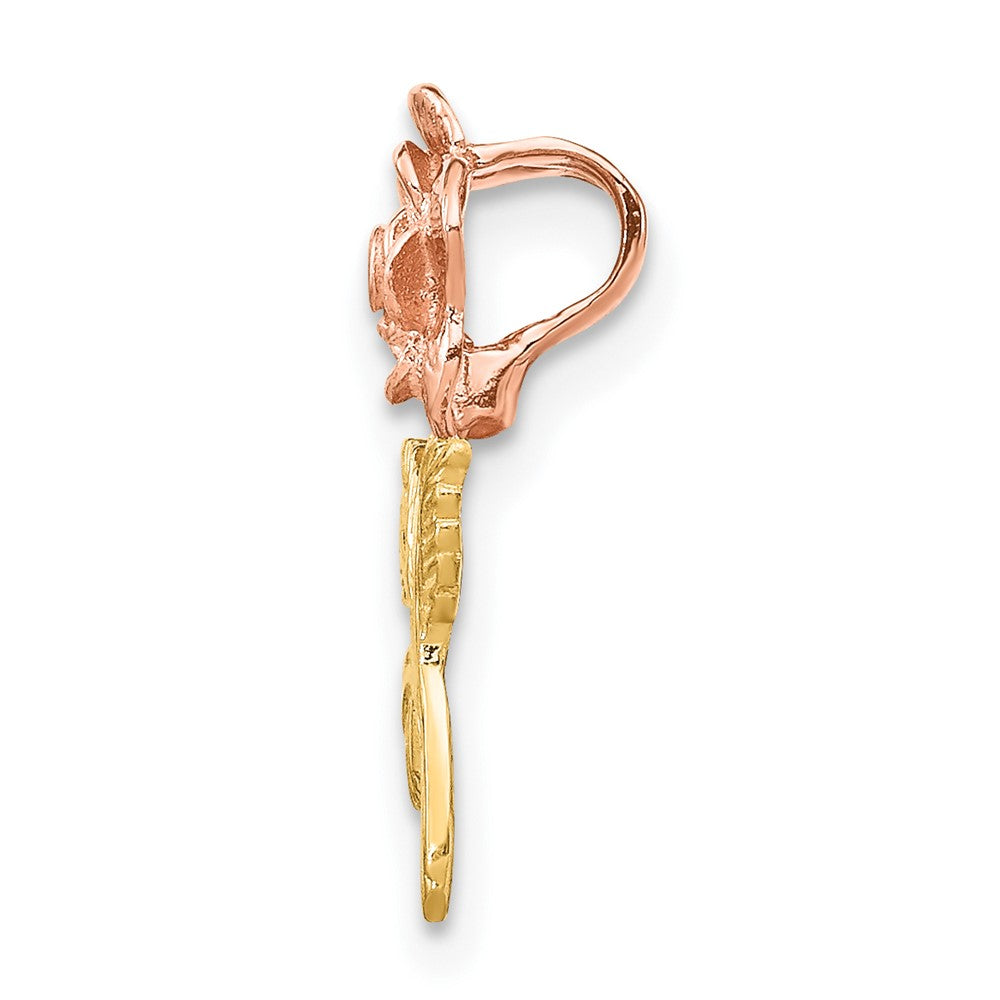 10K Two-Tone 10K Rose Flower Slide